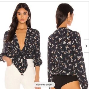 Capulet Daria Floral Tie-Front Blouse - Black
